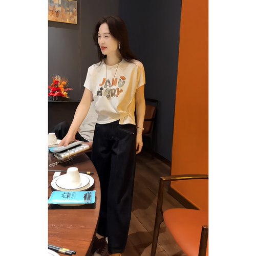 夏季女装T恤阔腿裤百搭显瘦套装