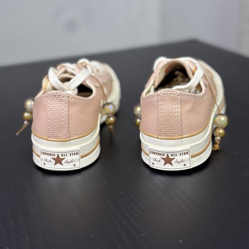 Converse/匡威咖啡豆配饰粉色波浪拼接帆布休闲板鞋A11618C N仓