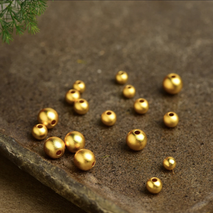 DIY金哑光圆珠隔珠散珠古法金饰品配件手链项链diy编绳串珠材料