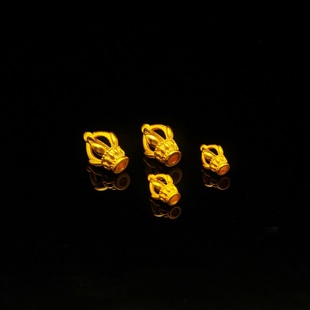 古法沙金工艺金色金刚杵文玩配饰三通弟子珠菩提绿松南红蜜蜡配珠