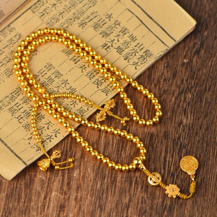 沙金古法108颗6mm设计款 佛珠念珠项链手链毛衣链手串饰品高保色