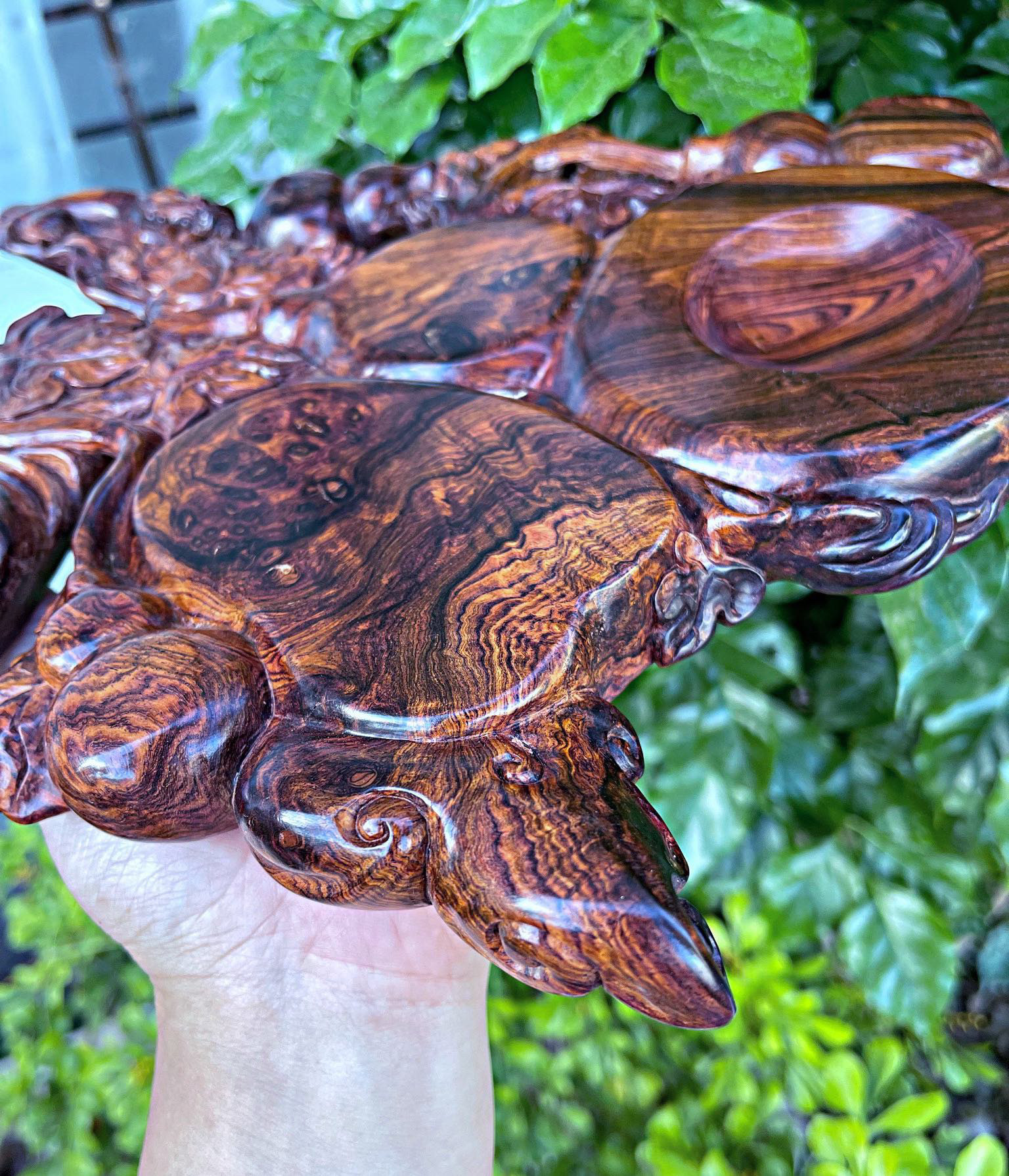海南黄花梨老料油梨满水波纹鬼脸纹福禄葫芦笔洗收藏送礼摆件