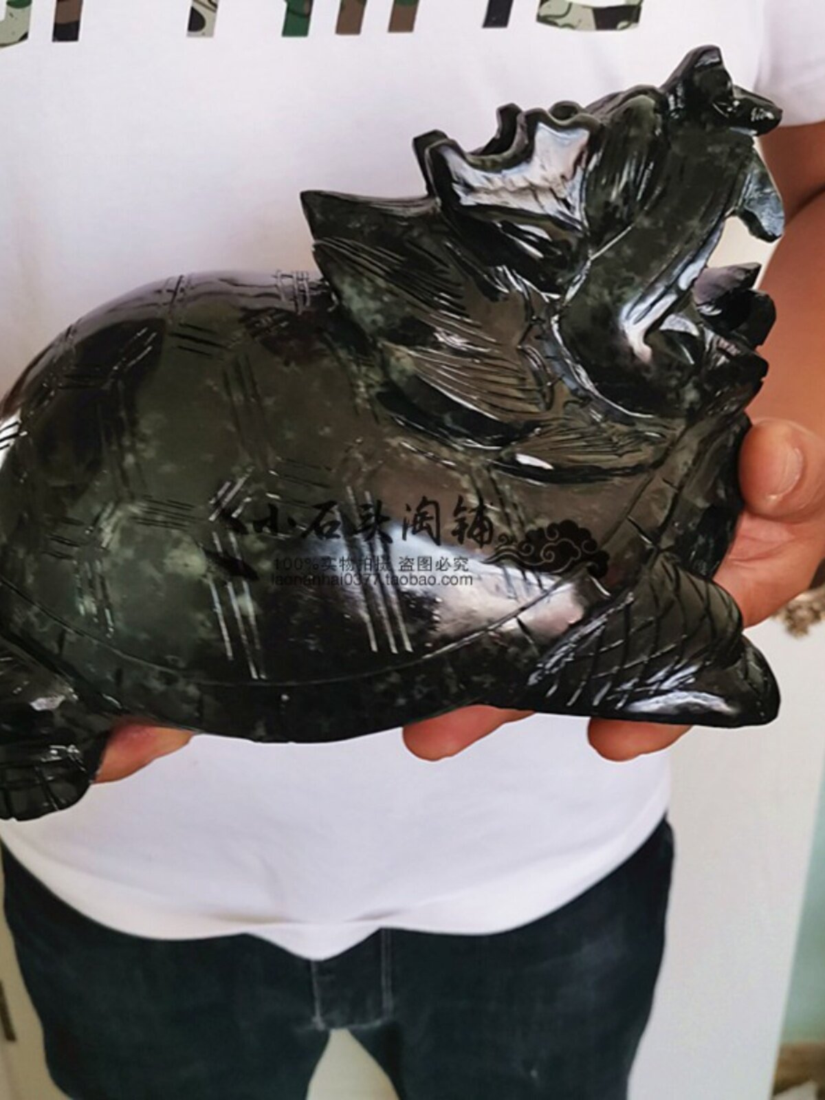 天然独玉龙龟动物桌面摆件独山玉黑墨玉龙头龟朋友送礼装饰工艺i.