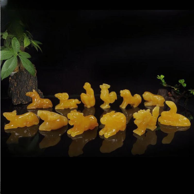 十二生肖摆件鼠牛虎兔天然黄玉石