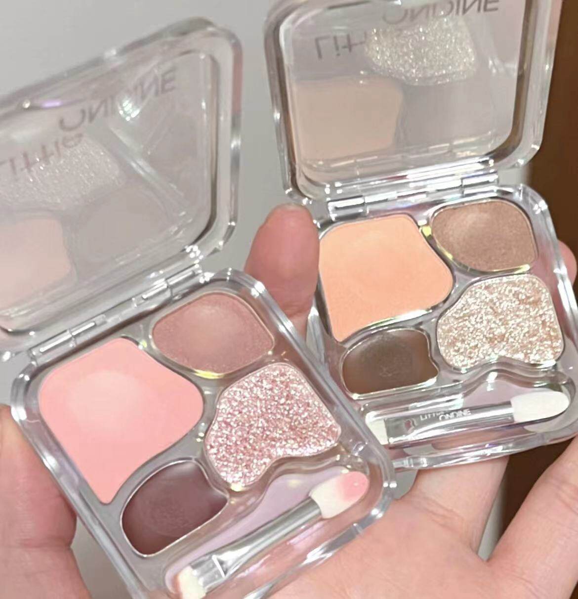 小奥汀卧蚕盘眼影盘低饱和灰粉色眼影高光淡颜秋冬日常