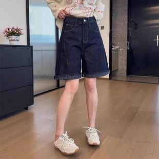 梨形身材高腰显瘦a字阔腿热裤 欧货牛仔短裤 大码 女2025年夏季 薄款