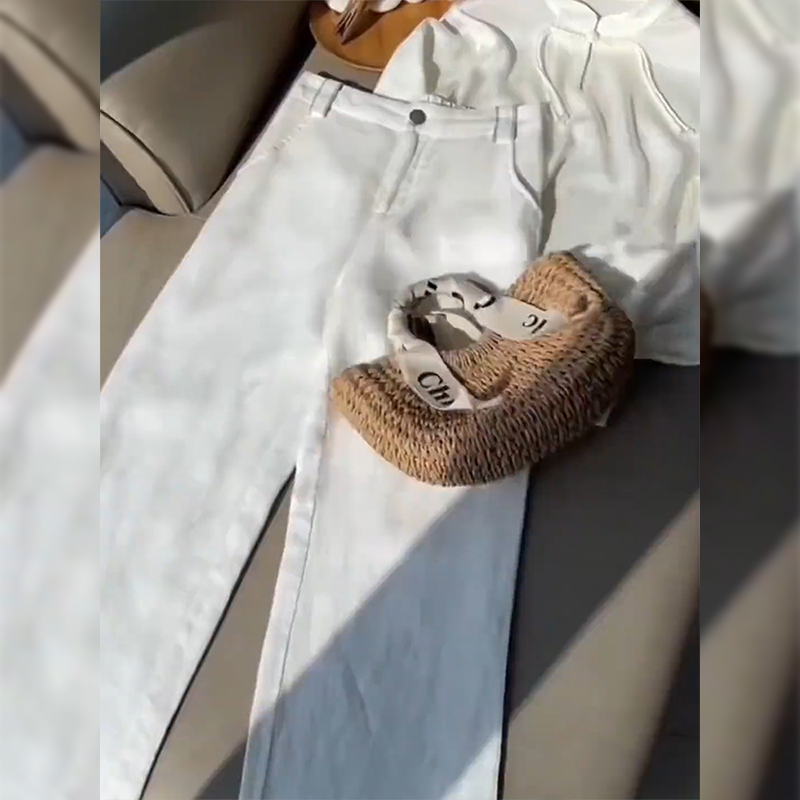 白色天丝亚麻休闲裤女夏季薄款大码梨形身材宽松显瘦垂感阔腿长裤