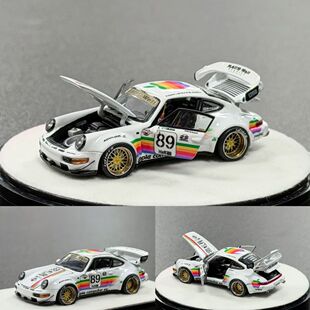 PGM 1:64 保时捷964 RWB 白苹果 全开合金汽车模型收藏