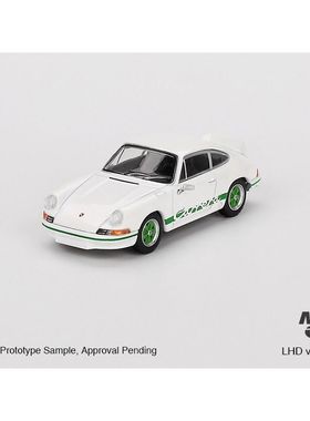 MINIGT 1:64保时捷 911 Carrera RS 2.7 白绿色 合金汽车模型 801