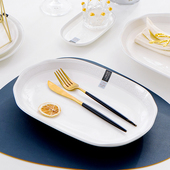 家用12英寸长方形鱼盘骨瓷蒸鱼盘子菜盘大号陶瓷全鱼盘可洗碗机