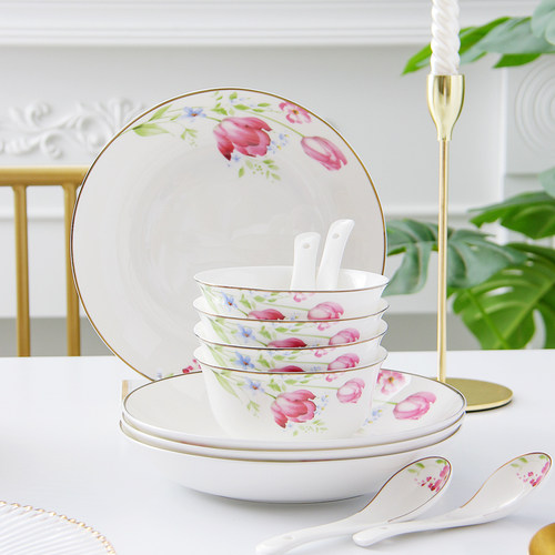 欧式12头骨瓷可微波餐具套装