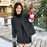 灰色小香风毛呢羽绒服半身裙套装B82-P255-K373，女装套装/套裙，浙宝191（原浙宝008）