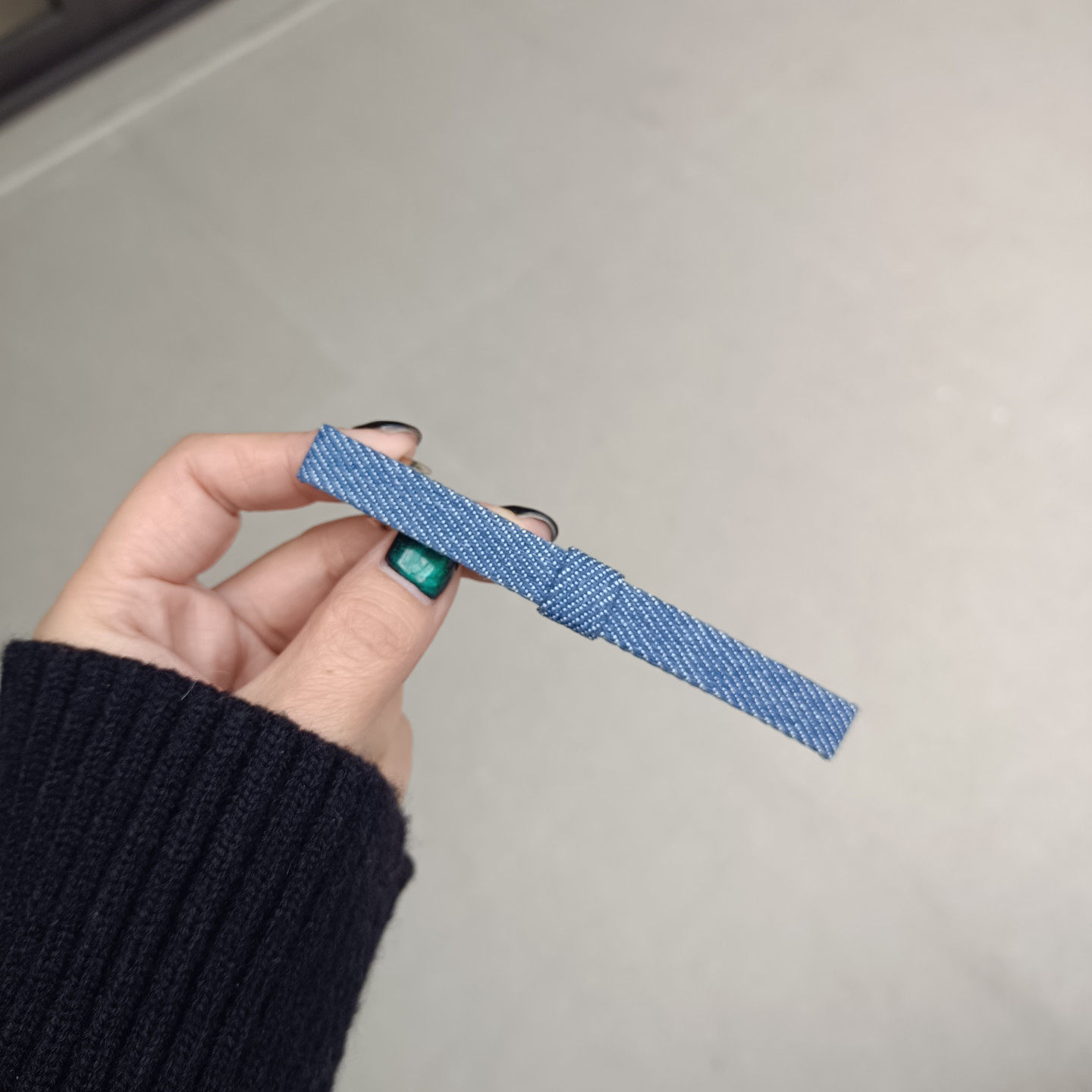 原创简约气质OL风成人发夹浅色牛仔布艺蝴蝶结顶夹马尾夹弹簧夹