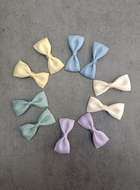 豆妈原创甜美可爱儿童简单米白色浅紫色藏蓝色小蝴蝶结对夹发夹