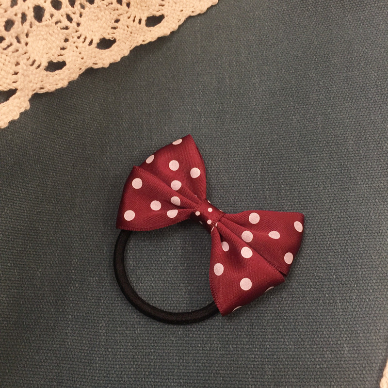 原创甜美橡皮筋发绳波点蝴蝶结