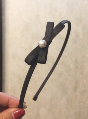 豆妈原创简约百搭黑色手工小蝴蝶结发箍头箍发卡发饰品