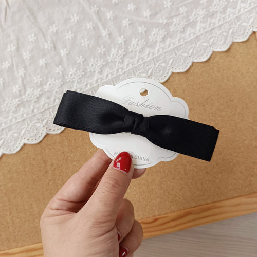 简约气质成人后脑勺发夹黑色布艺蝴蝶结弹簧夹马尾夹头花发饰