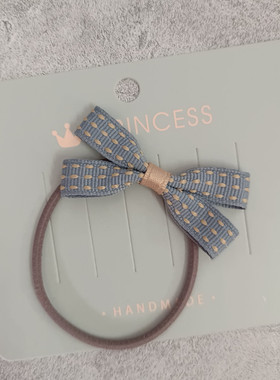 复古甜美可爱迷你蓝灰色小蝴蝶结头绳学生少女扎头发橡皮筋发圈