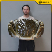 仿真螃蟹模型玻璃钢雕塑假大闸蟹海洋餐厅招牌门头摆件美陈定制