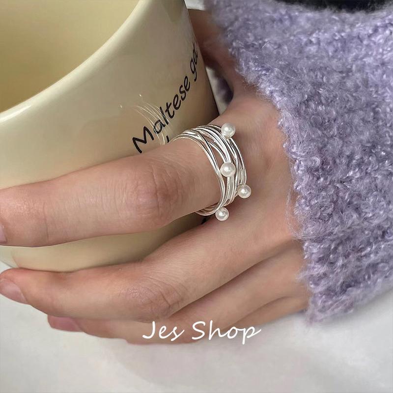 JesShop小珍珠缠绕线性小众戒指