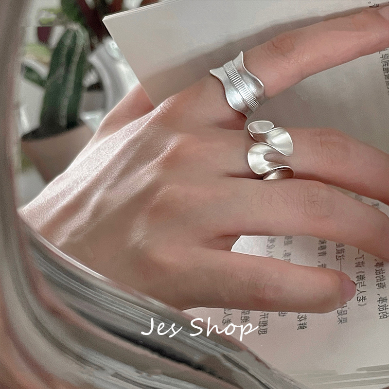 JesShop女925银不规则荷花戒指