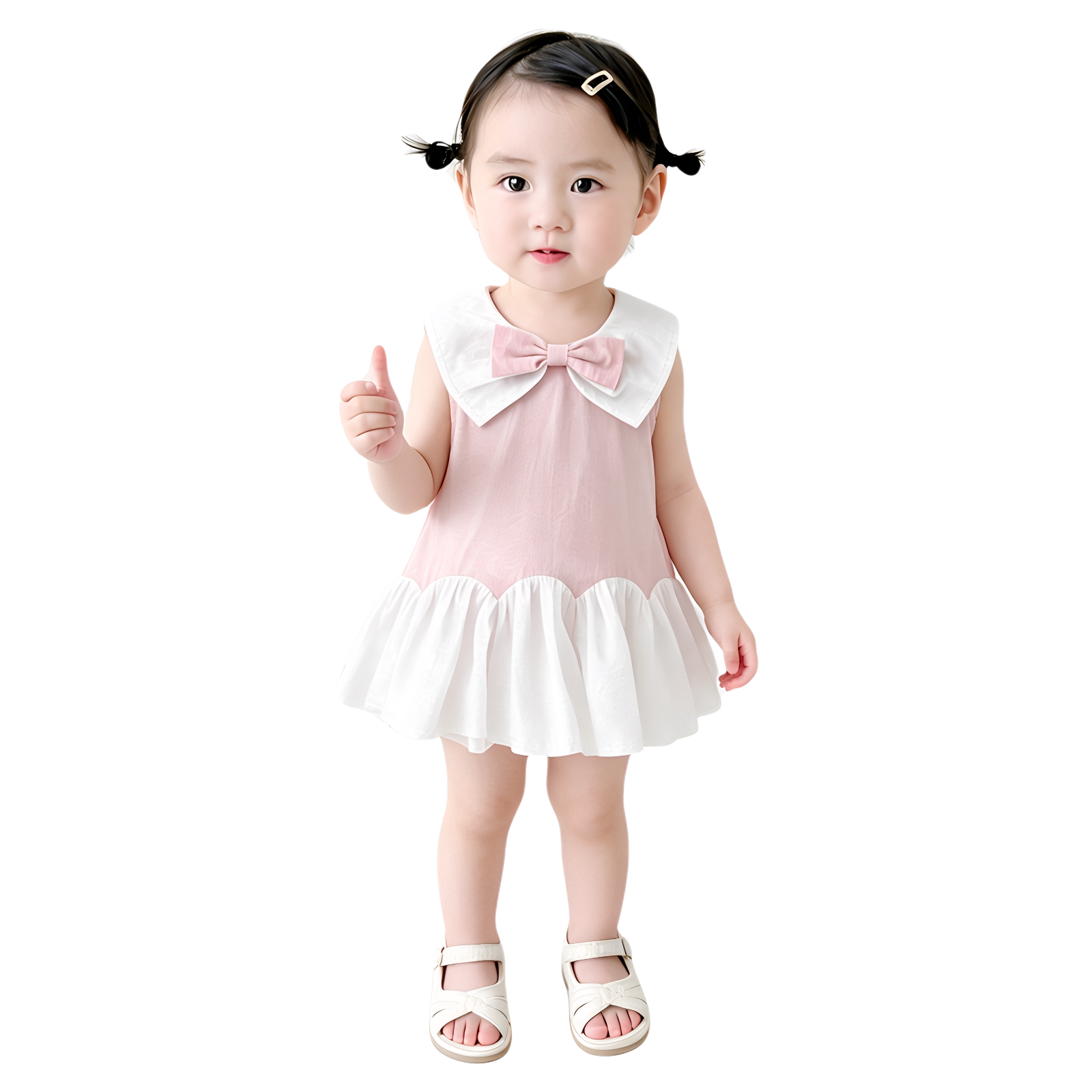 法国URCINS夏季新款婴幼儿A类裙子女宝连衣裙可爱无袖软糯吊带裙