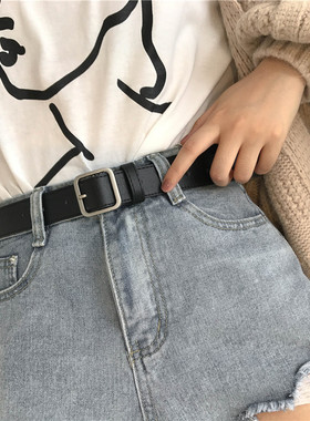 女士皮带女方扣韩国学生时尚韩版潮流简约百搭装饰黑色裤带软腰带