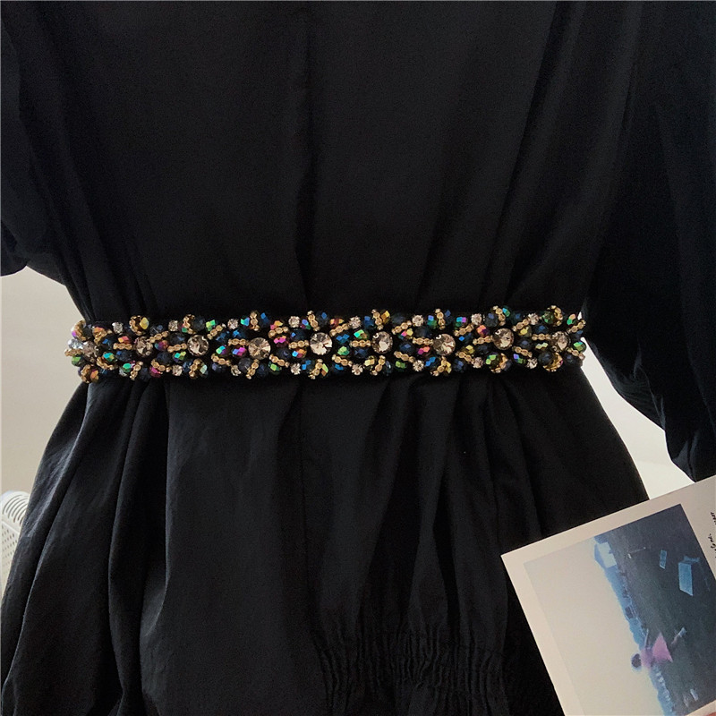 水钻镶嵌松紧弹力封配外穿腰带