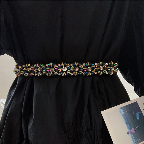 水钻镶嵌松紧弹力封配外穿腰带