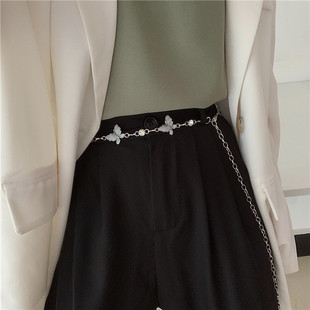 JK腰带装 衬衫 饰 百搭配连衣裙子西装 欧美水钻镶嵌蝴蝶金属腰链时尚