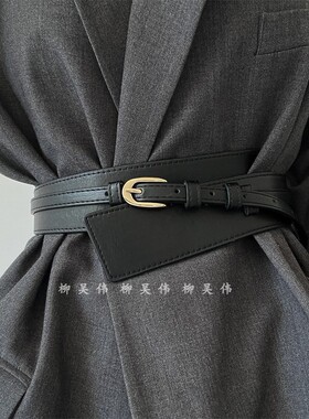 高级感女士腰封配连衣裙子西装外套欧美腰带装饰2026新款皮带黑色