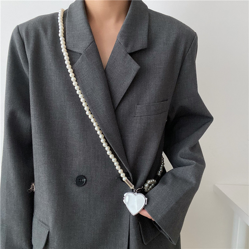 柳吴伟珍珠链条斜跨优雅风腰带