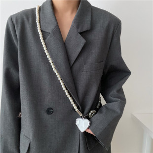 柳吴伟小镜子珍珠背带链条斜跨腰带女优雅配连衣裙子JK时尚 腰链细