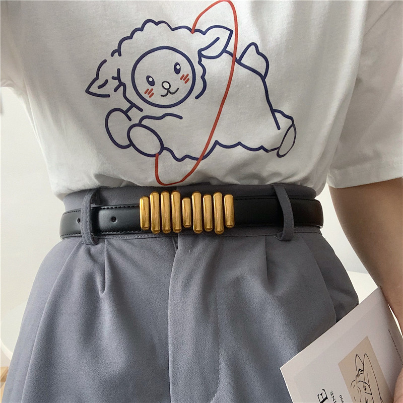 高级感时尚皮带女欧美配西装显瘦