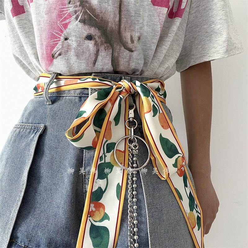 细窄长条丝巾腰带女装饰2025新款皮带女款配牛仔裤飘带装饰裤链男