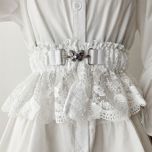 大衣束腰弹力松紧连衣裙腰封 饰衬衫 法式 蕾丝腰带女配裙子收腰装