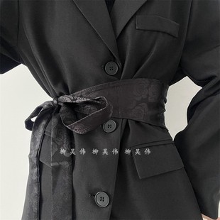 饰汉服束腰绑带腰封宽 收腰装 玫瑰花朵新中式 国风腰带女配裙子西装