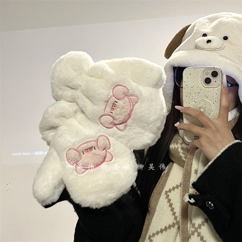 冬天加厚学生防寒毛绒手套连指