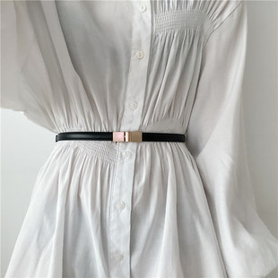 外套大衣腰封收腰细夏季 优雅连衣裙子衬衫 饰韩版 白黑红色腰带女装