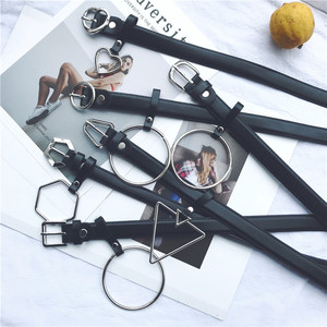 韩国ulzzang简约男女个性大圆环百搭针扣皮带黑色休闲复古腰带潮