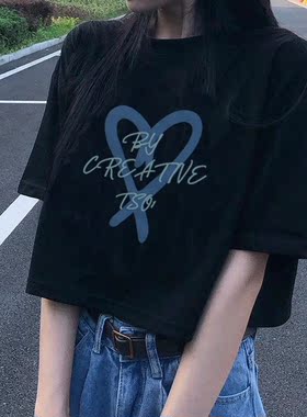 韩版薄短款t恤女学生棉女