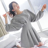 新款 裙子女学生短款 收腰褶皱A字裙修身 小个子连衣裙2025春季 薄款