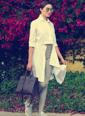 Ms.sheep进口弹力皮全皮整皮裤腿无横缝浅灰色长裤脚口拉链小脚裤