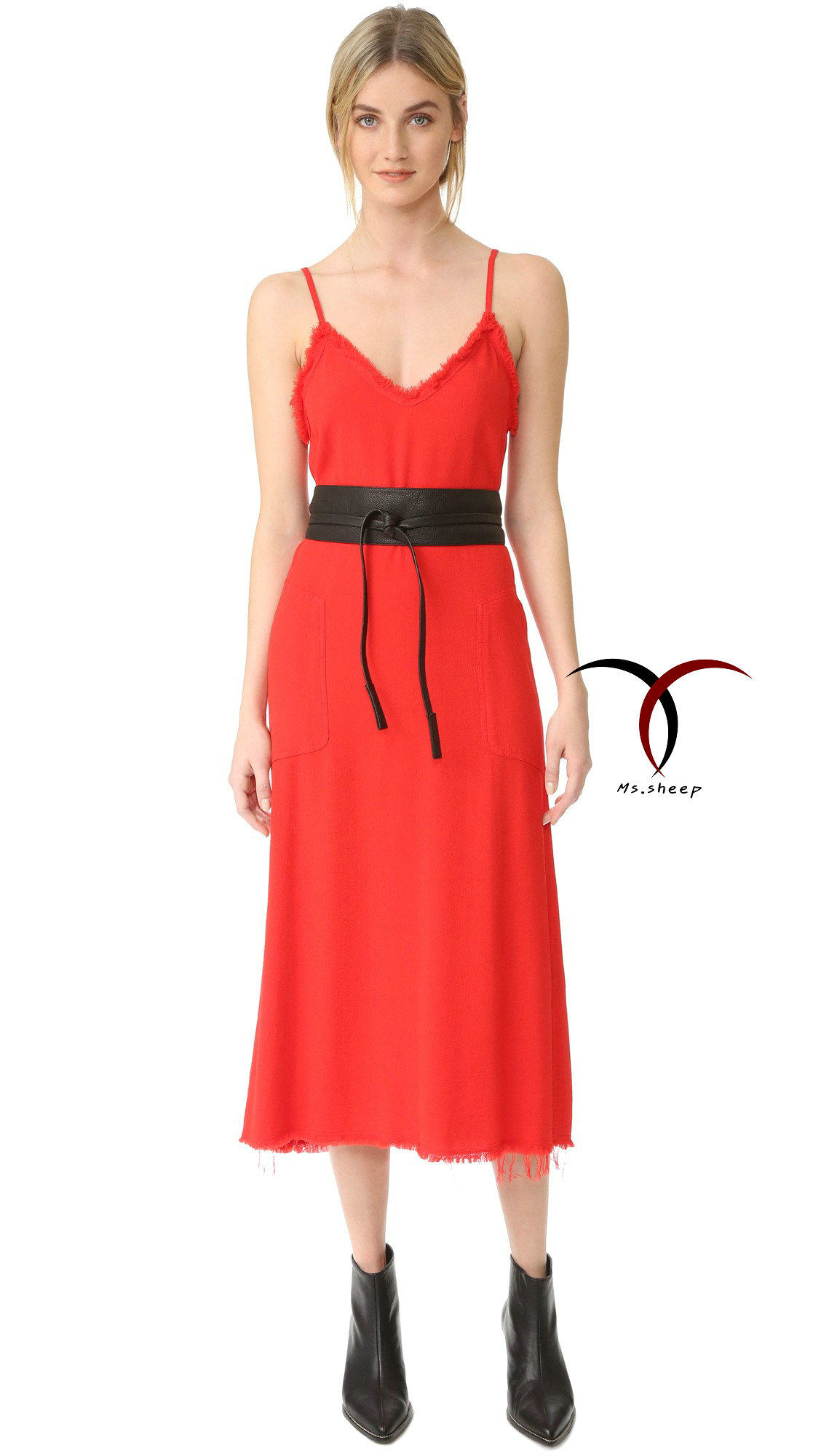 THE NEW EUROPEAN AND AMERICAN STYLE LAMBSKIN BELT WAIST SEAL WOMENS VERSATILE COLOR CUSTOMIZATION