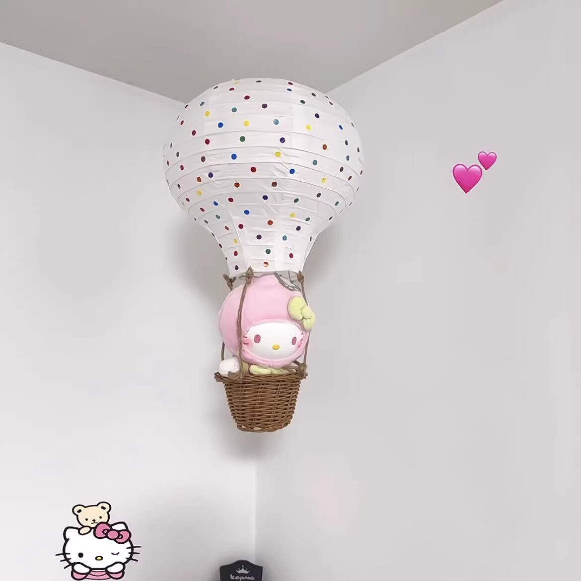 hellokitty热气球灯小夜灯ins风儿童房装饰送闺蜜礼物高颜值吊饰
