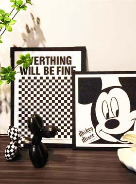 棋盘格米奇摆件餐边柜电视机柜