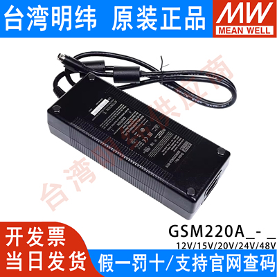 明纬GSM220A高效医疗级12V15V20V24V48V台湾明纬适配器12V24V220W