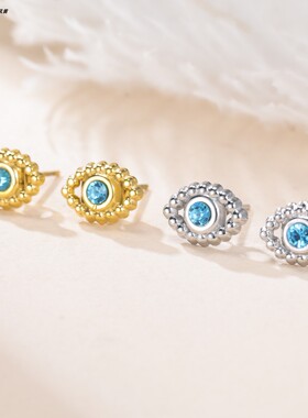 Evil Eye Ring 合金镶钻恶魔之眼耳钉 微镶眼睛耳环饰品