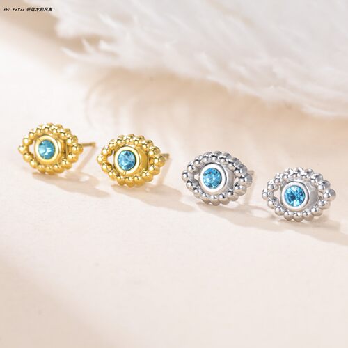 合金镶钻恶魔之眼耳钉耳环