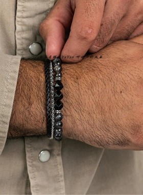 朋克嘻哈天然石锆石手串